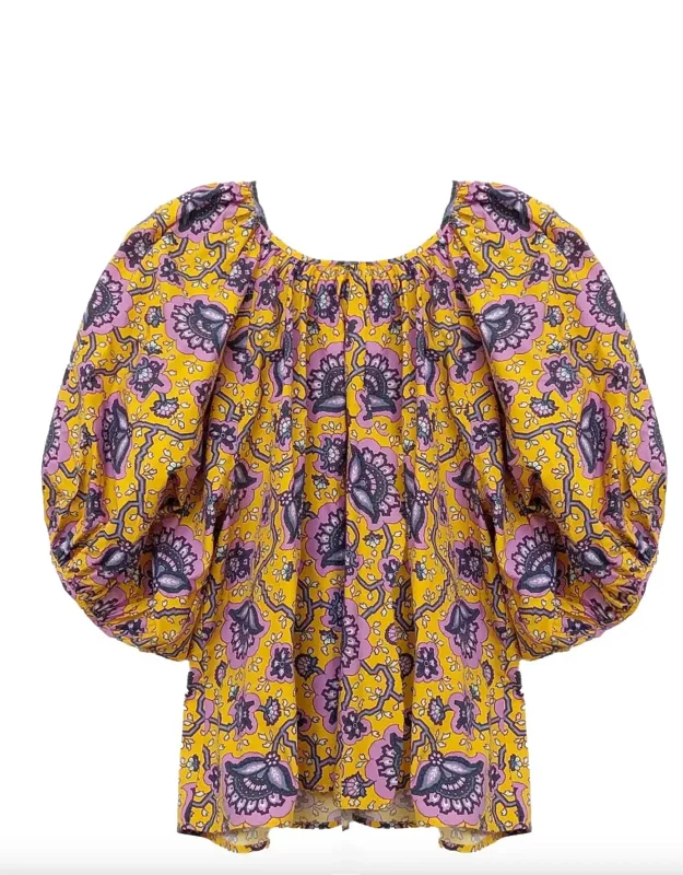 Rhode Rowan Top Lotus Puff Sleeve Blouse