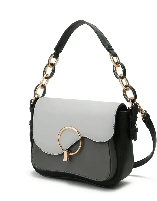 Fantasia Solid Crossbody Handbag Purse With Spacious Interior And Gold-tone Hardware