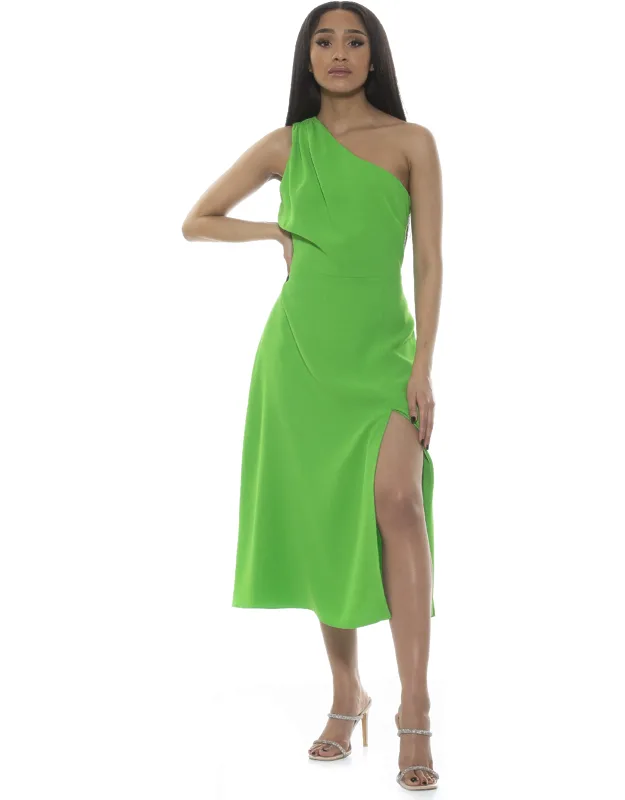 Fay Dress - One Shoulder Fit And Flare Midi