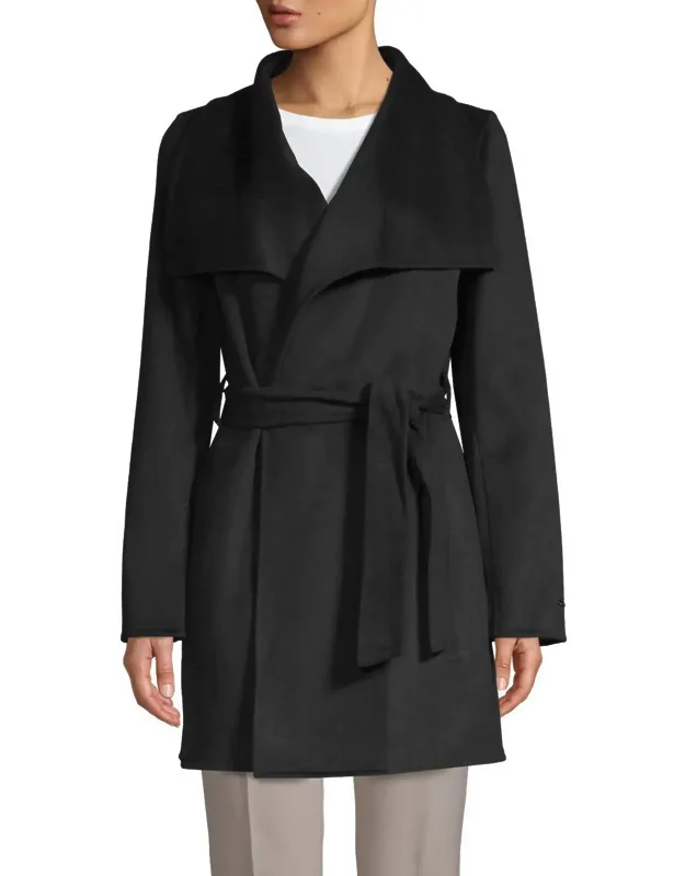 Ella Lightweight Wool Wrap Trench Coat Jacket