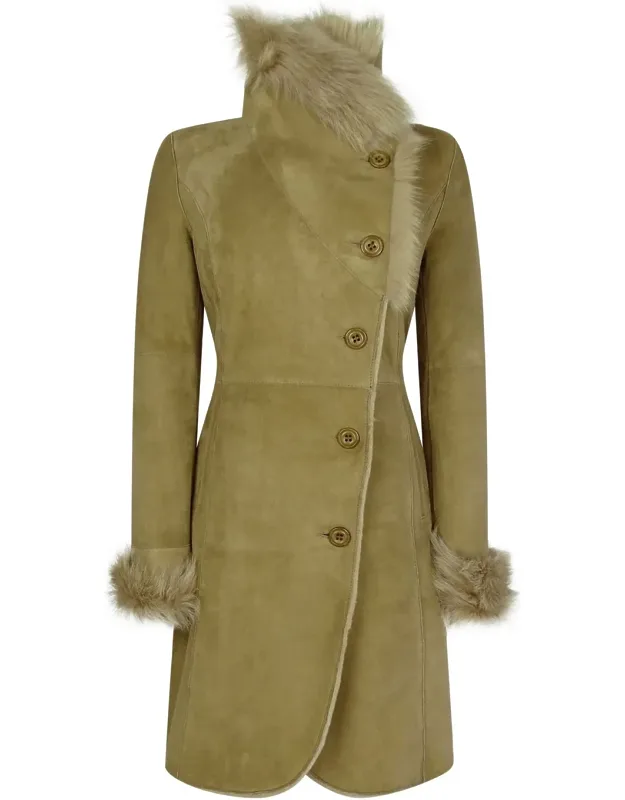 Sheepskin Suede 3/4 Long Trench Coat
