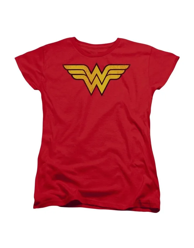 Wonder Woman Logo Distressed Short Sleeve T-shirt