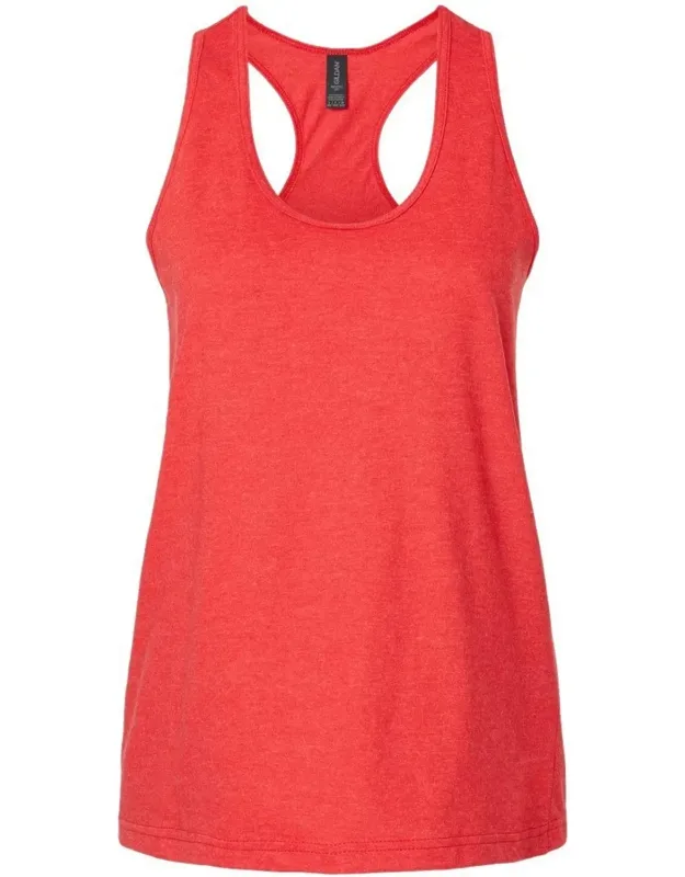 Gildan Softstyle Cvc Racerback Tank Top With Tear Away Label And Oeko-tex Certified Dyes