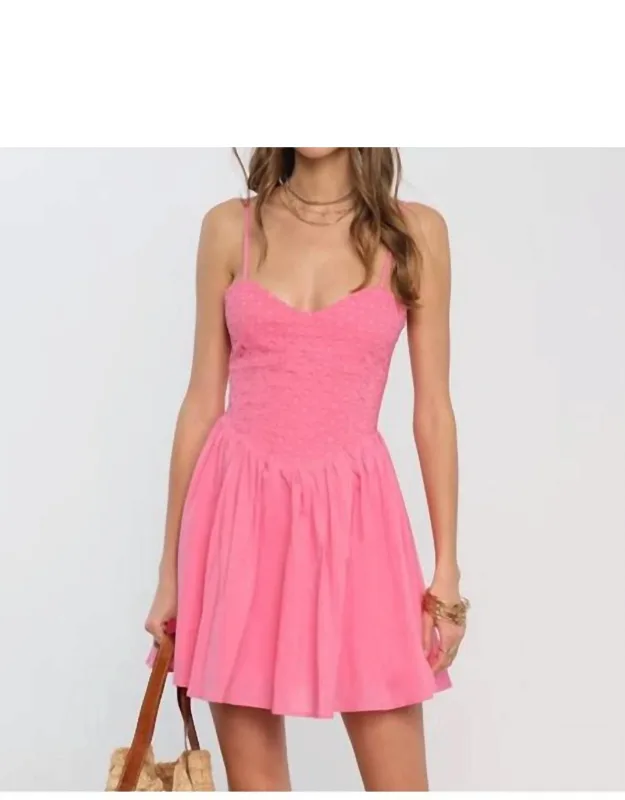 Claret Dress With Spaghetti Straps And Flouncy Skirt