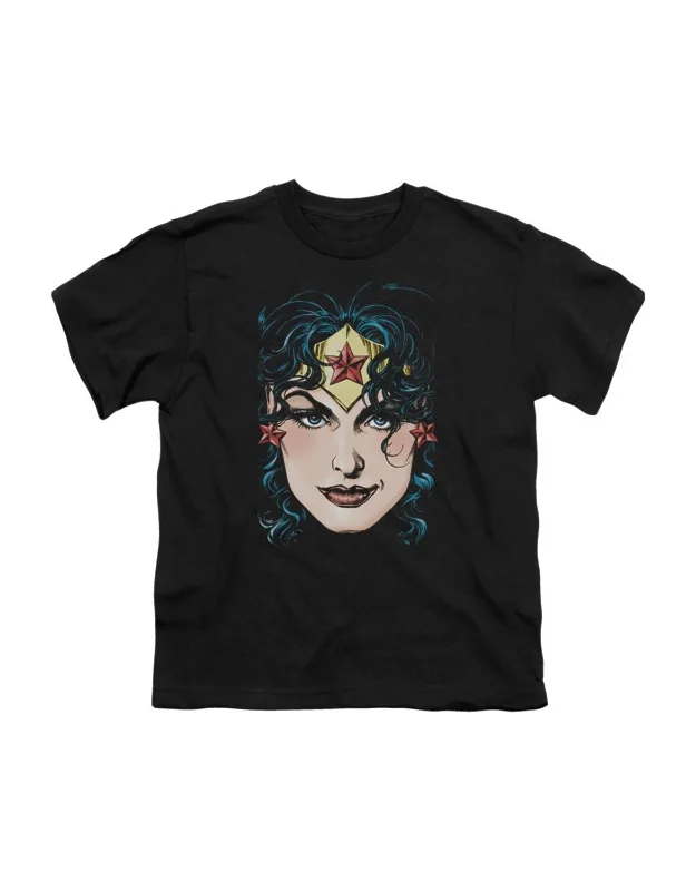 Dco Justice League Of America Head Short Sleeve Youth Tee / T-shirt, 100% Cotton, Officially Licensed