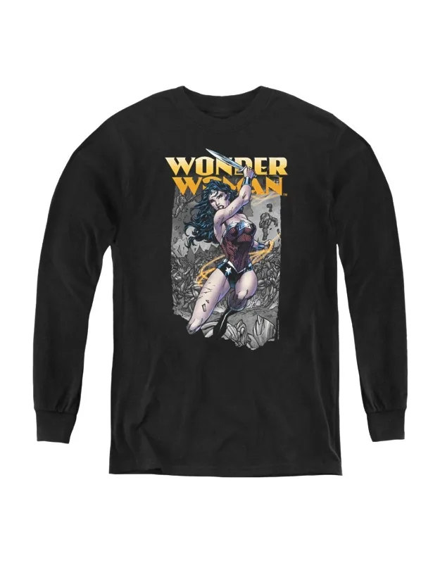 Justice League Of America Slice Youth Long Sleeve Tee - Stylish For Everyday Wear, 100% Cotton