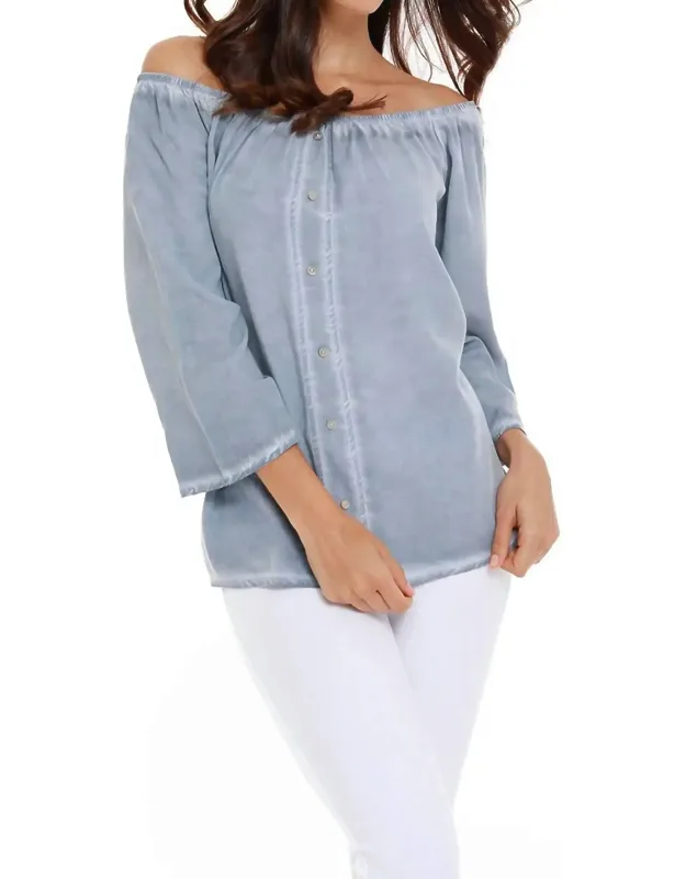 Button Off The Shoulder Top