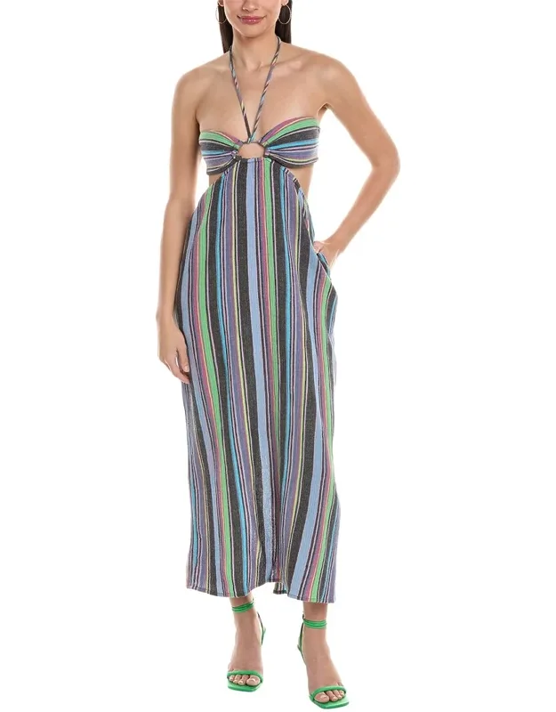 Laila Maxi Dress With Self-tie Halter Neck And Cutout Design