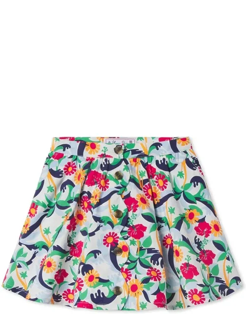Classic Prep Audrey Scallop Skirt With Charming Olina Print And Scalloped Hem