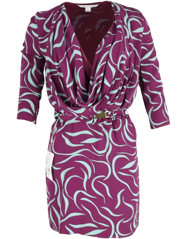 Cowl Neck Belted Mini Dress