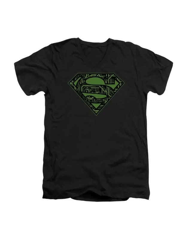 Superman Circuits Shield Short Sleeve V Neck T-shirt