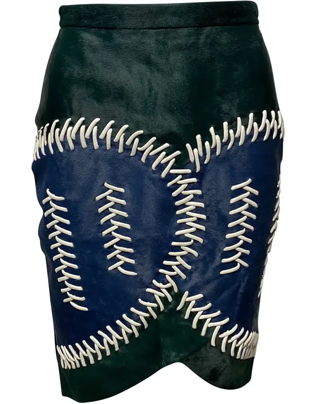 Color Block Fur Skirt With Lace Detail