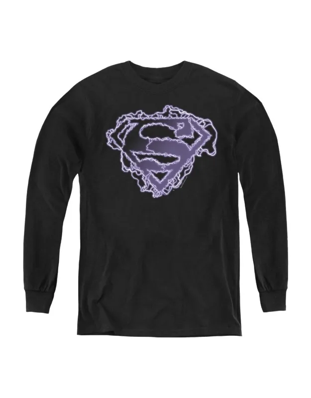 Superman Electric Supes Shield Long Sleeve Tee