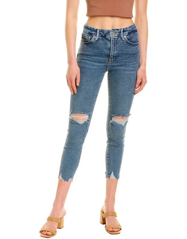 Good American Good Waist Crop Jean With Zip Fly And Button Closure