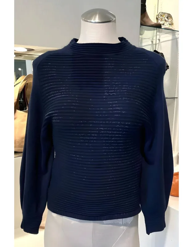 Diagonal Mock Neck Sweater