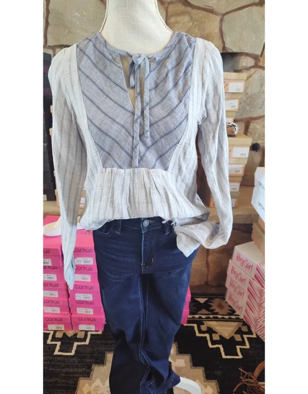 Tie Front Striped Blouse