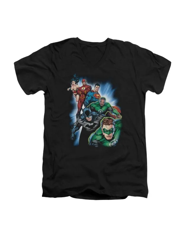 Justice League Of America Heroes Unite Short Sleeve V Neck T-shirt