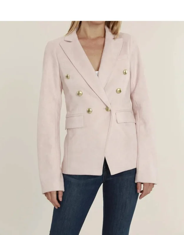 Faux Suede Double Breasted Blazer