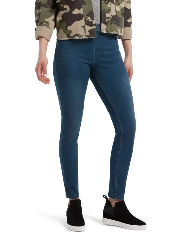 Ultra Soft High Waist Denim Leggings With Elastic Waistband And Functional Pockets