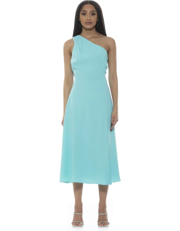 Fay Dress - One Shoulder Fit And Flare Midi Dress