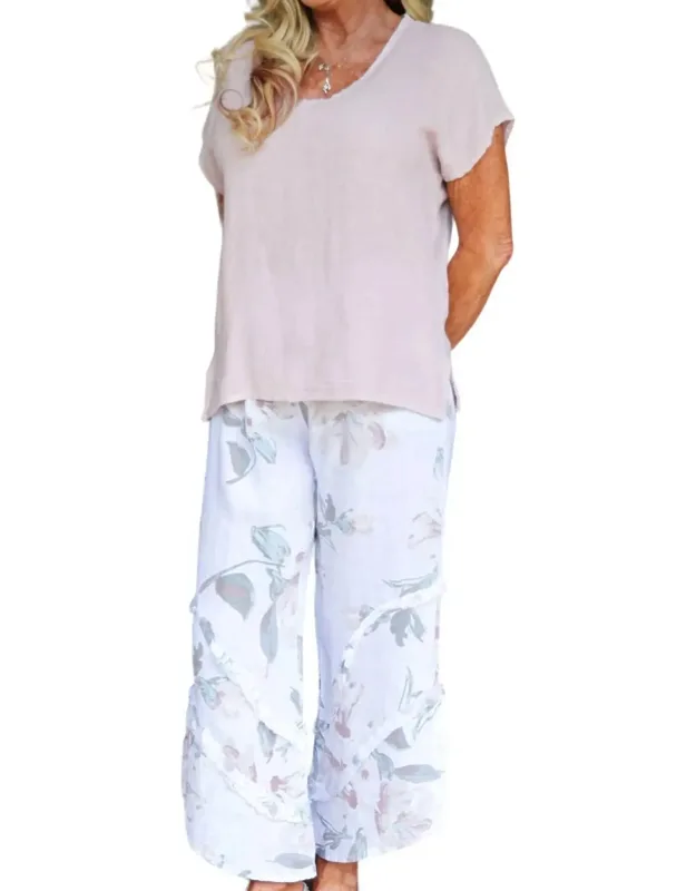 Gauze Linen V Neck Top
