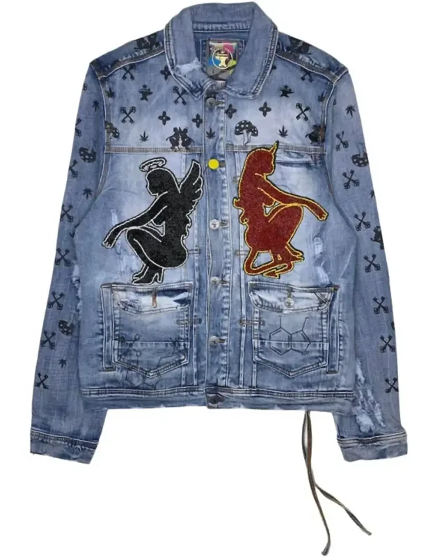 Mushroom Angel Vs Devil Denim Jacket