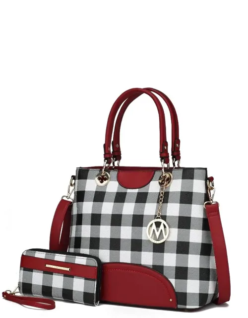 Gabriella Checkers Handbag With Wallet