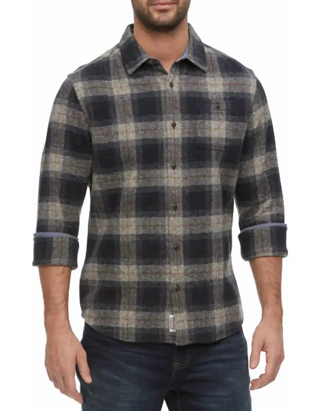 Linden Herringbone Flannel Shirt - Classic Plaid, Pure Cotton