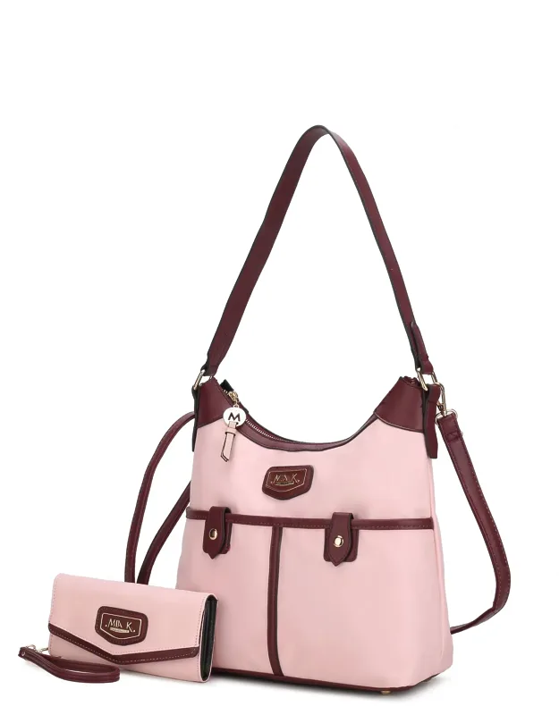 Harper Nylon Hobo Shoulder Handbag With Matching Wallet - 2 Pieces