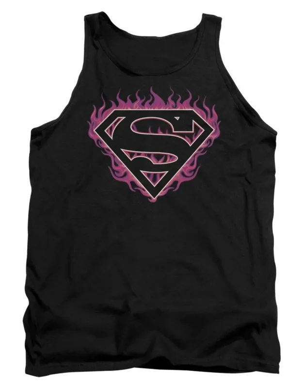 Superman Fuchsia Flames Tank Top - 100% Pre-shrunk Cotton, Officially Licensed