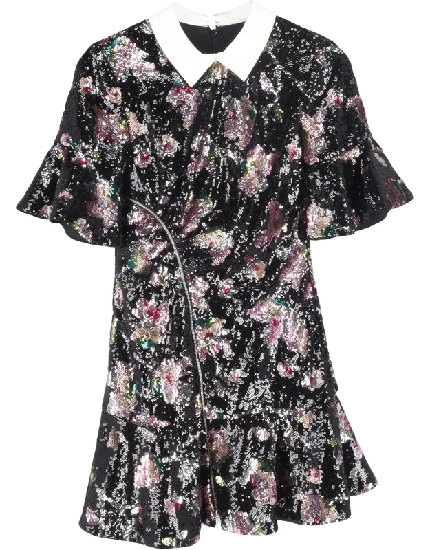 Floral Sequined Mini Dress