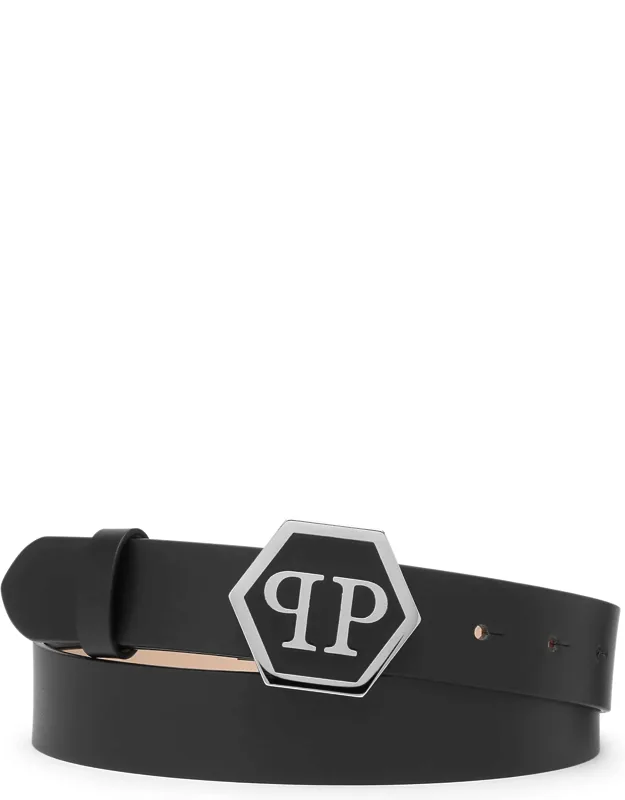 Hexagon Leather Belt