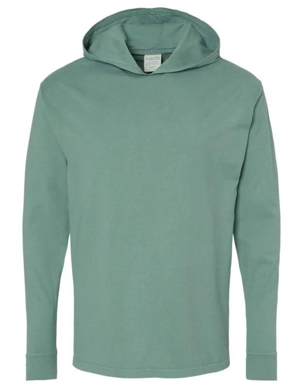 Comfortwash Garment-dyed Jersey Hooded Long Sleeve T-shirt, Relaxed Fit, Double-needle Stitched