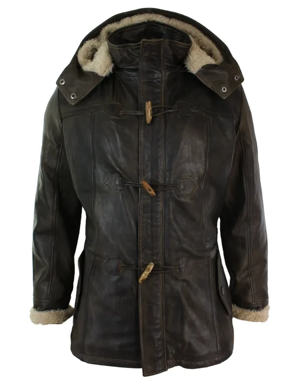 Leather Hood Duffle Safari Jacket