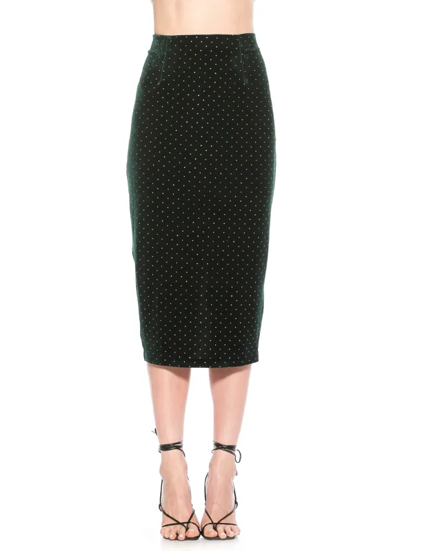 Jayden Skirt Luxe Velvet Midi With Crystals
