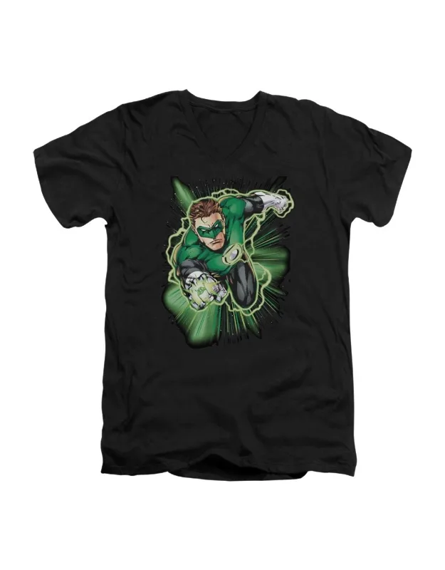 Justice League Of America Green Lantern Energy V Neck T-shirt