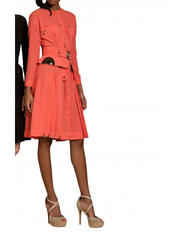 Perforated Pleat Dress