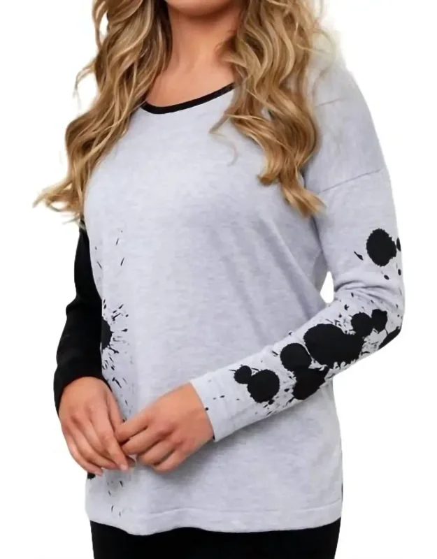Splatter Color Block Crew Neck Sweater