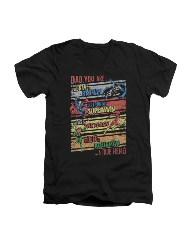 Justice League Of America A True Hero Short Sleeve V Neck Premium Cotton T-shirt
