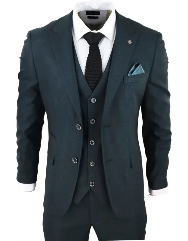 3 Piece Check Tailored Fit Suit