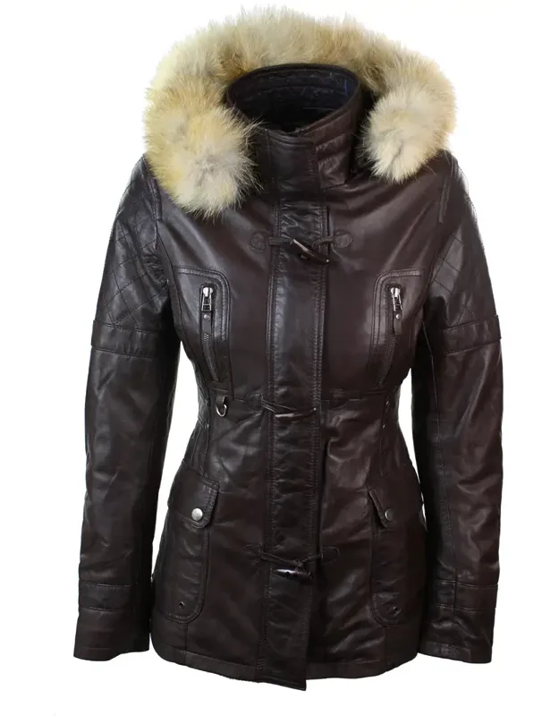 Mid Length Hooded Leather Trench Coat
