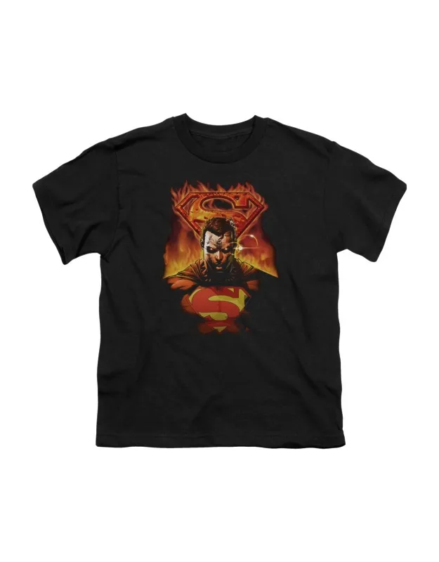 Superman On Fire Short Sleeve Tee - Stylish Everyday Wear, 100% Cotton