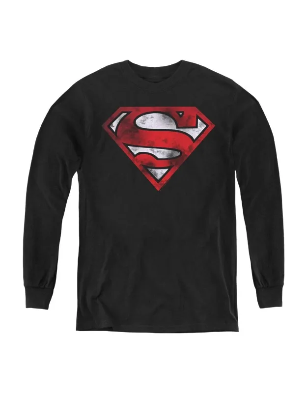Superman War-torn Shield Long Sleeve Tee