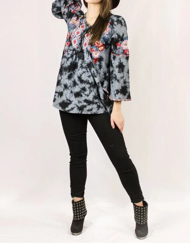 Tie Dye Embroidered Top