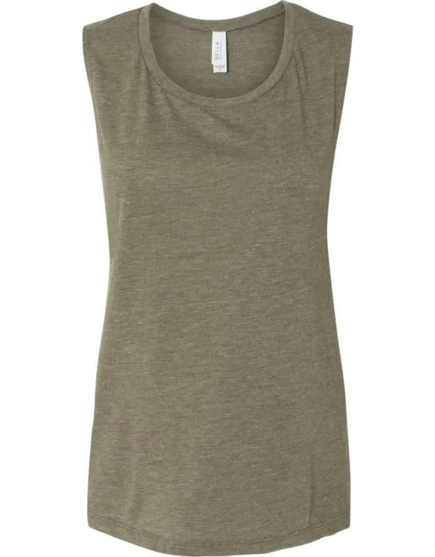 Flowy Scoop Muscle Tank - Relaxed, Drapey Fit, Curved Bottom Hem