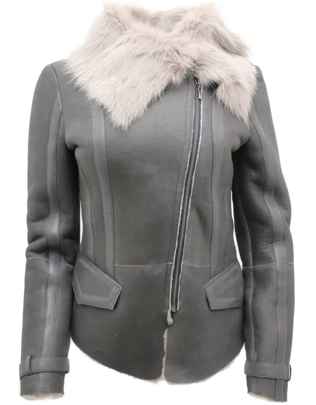 Toscana Shearling Flying Jacket With Adjustable Cuffs And Flap Pockets