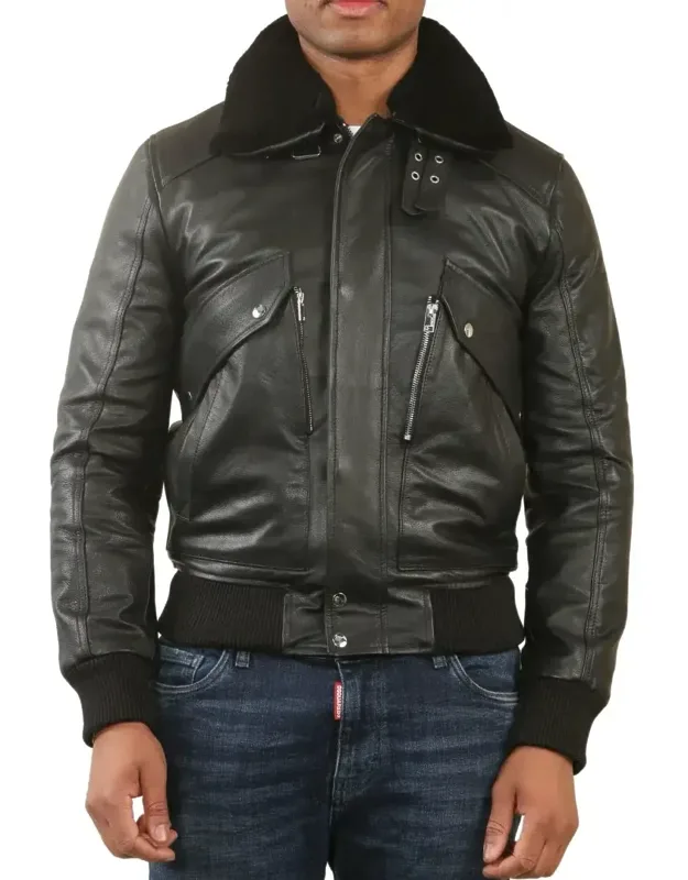 Aviator Bomber Leather Jacket