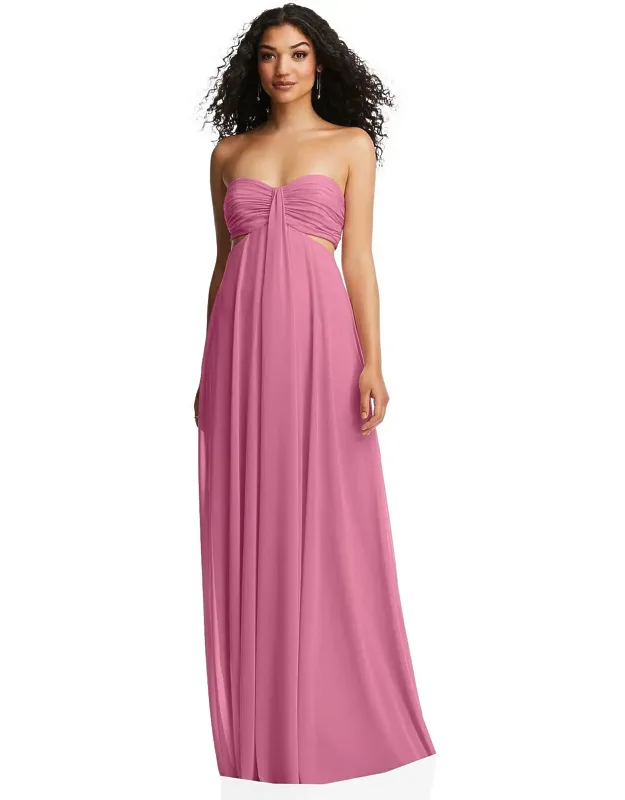 Strapless Empire Waist Cutout Maxi Dress