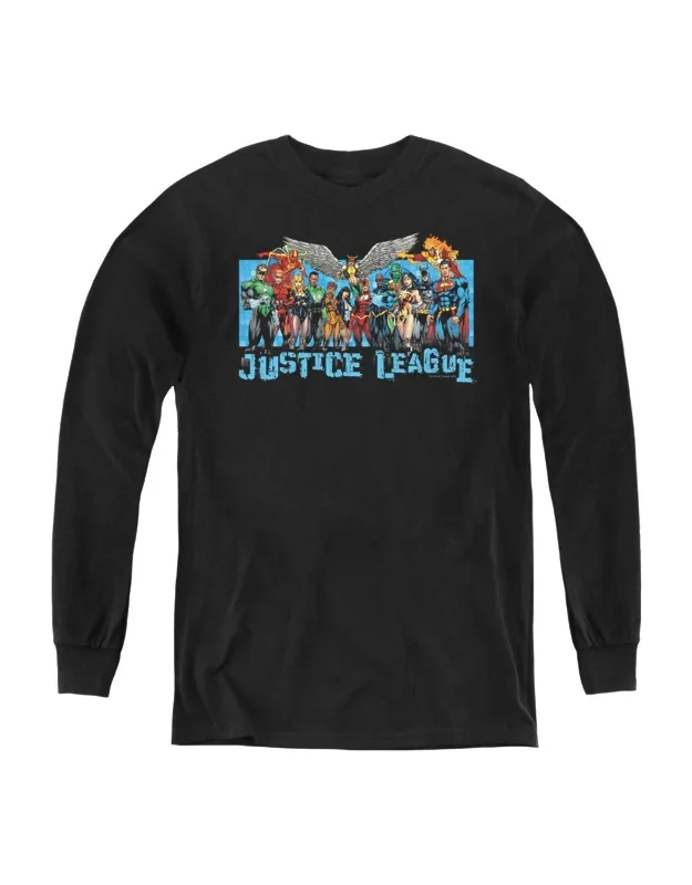 Justice League Of America League Lineup Long Sleeve Tee / T-shirt - Stylish Everyday Wear