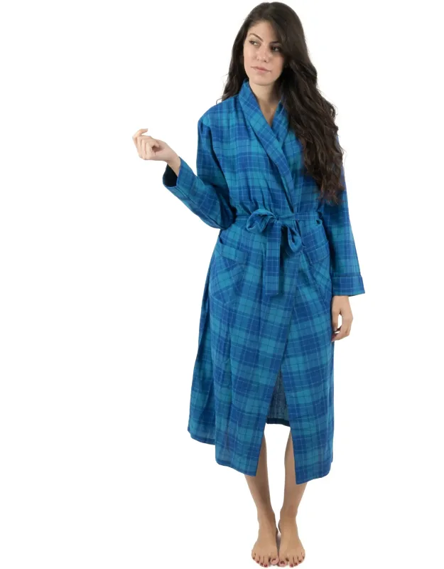 Christmas Flannel Robe Plaid 100% Cotton Cozy Robe